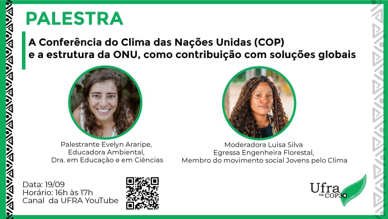 Educadora Ambiental palestra sobre COP 30 em evento online